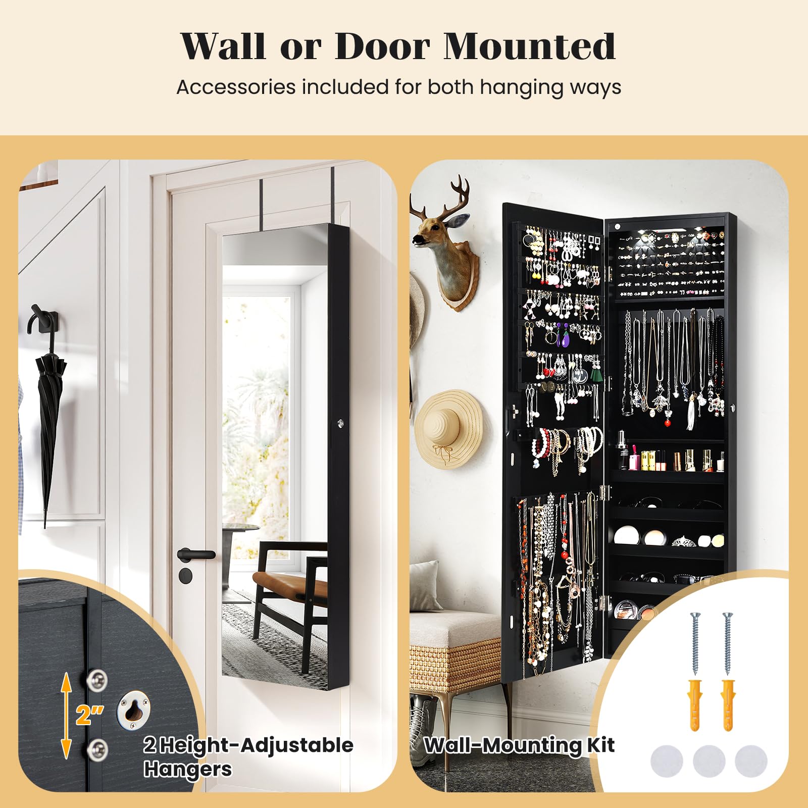 Wall or Door Mounted Jewelry A - Full Length Mirror Jewelry Armoire recension och pris
