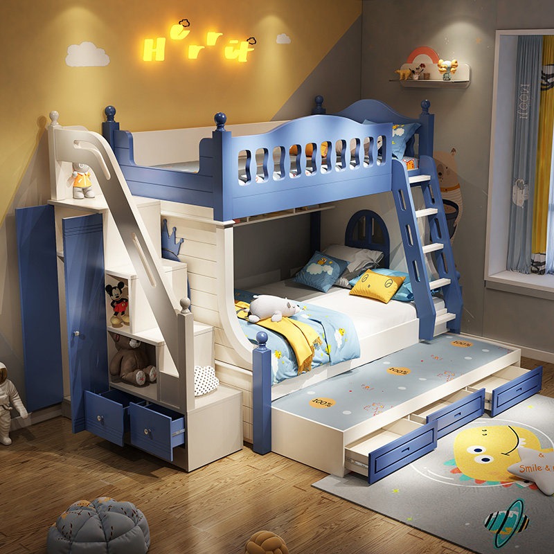 Children's Bed Up and Down Bed - Bunk Bed With Stairs And Slide recension och pris