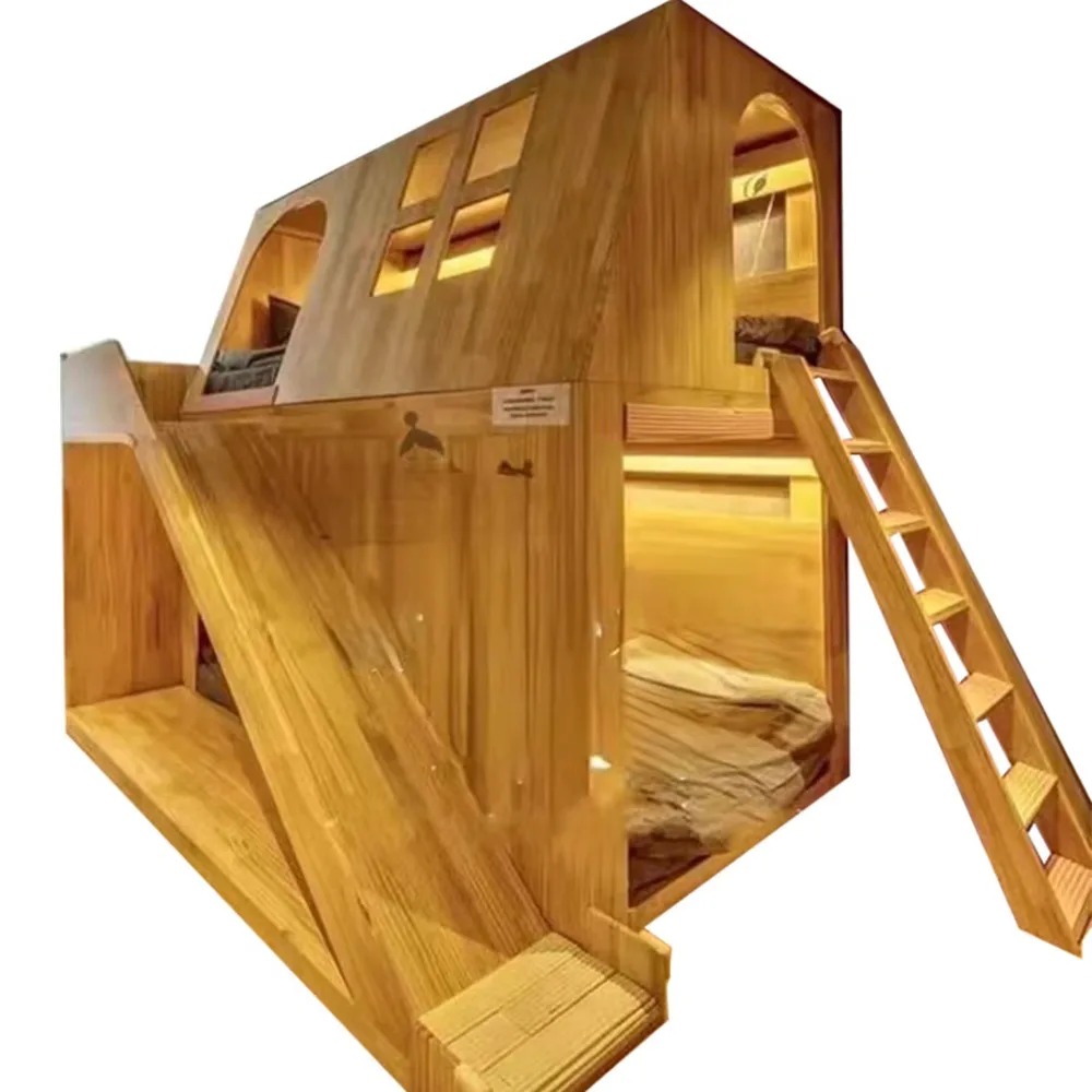 American Solid Wood Kids Tree  - Bunk Bed With Stairs And Slide recension och pris